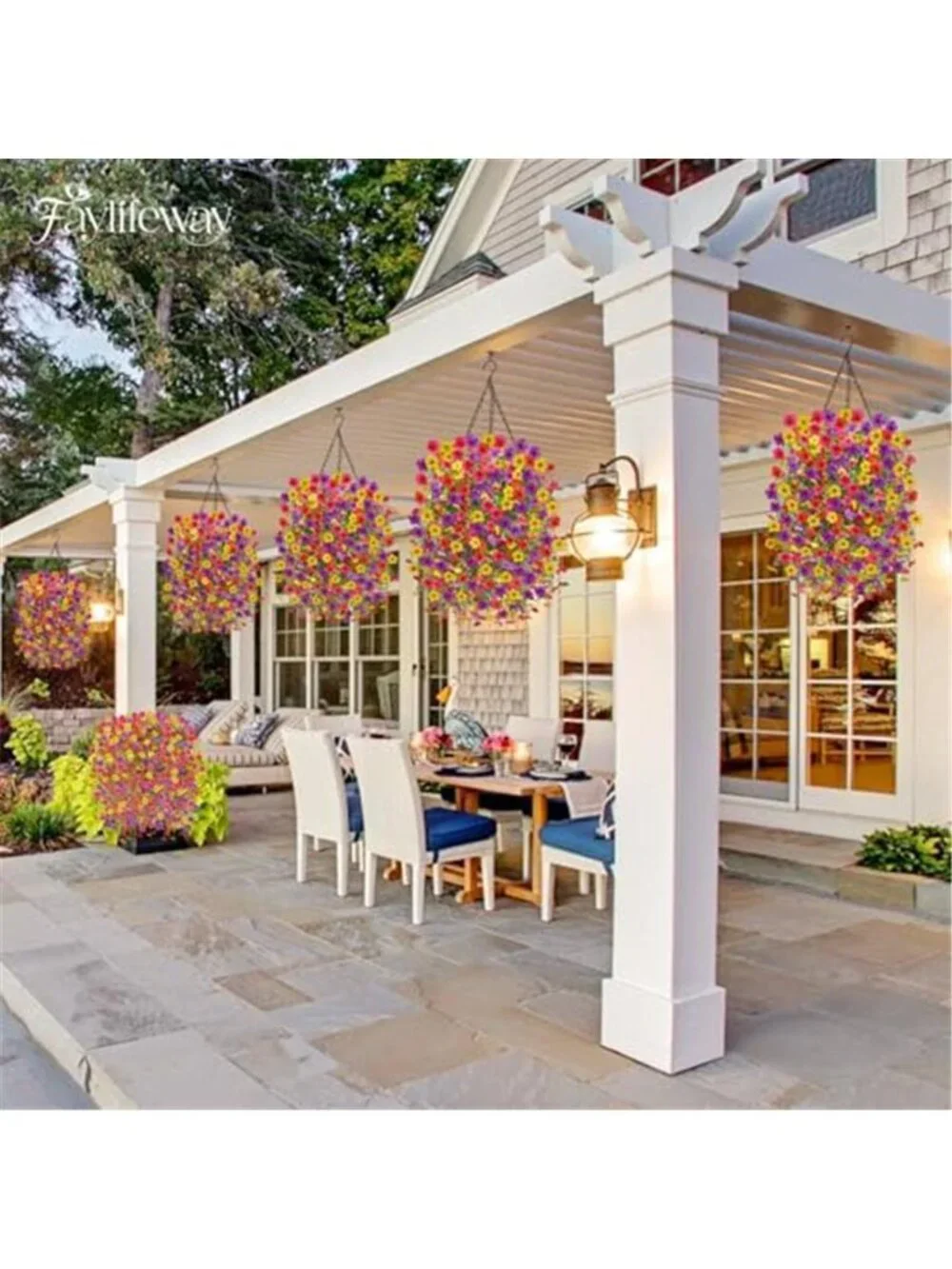 Artificial Hanging Flowers Outdoor UV Resistant Fake Silk Patio Porch Decor 4PC